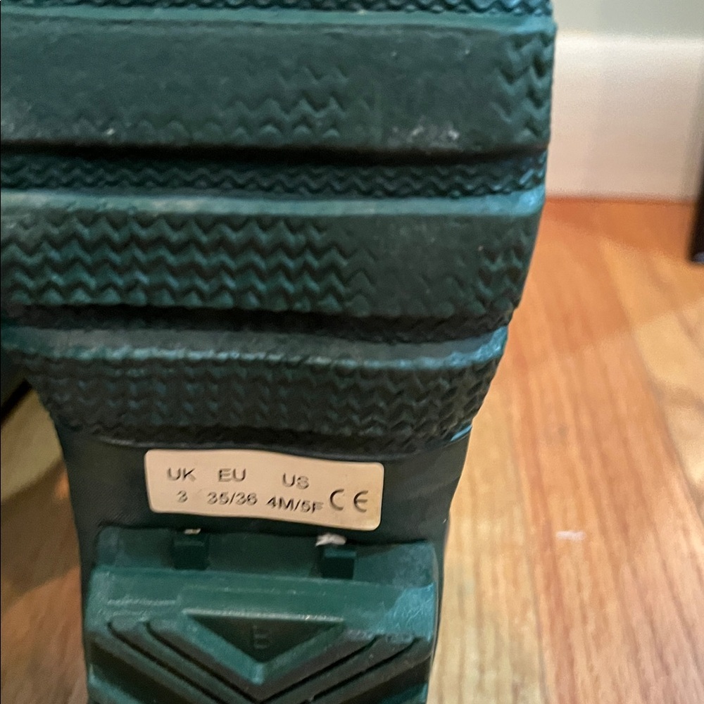 Hunter Knee-High Rain Boots in Forest Green with White Trim - Picture 9 of 10